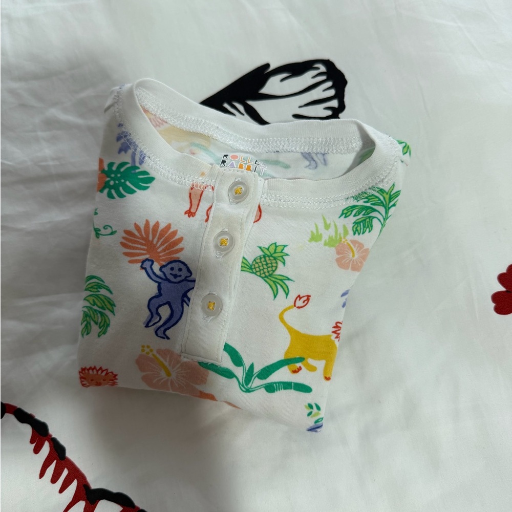 Roller Rabbit Baby Monkey Pajama Set with Jungle Friends